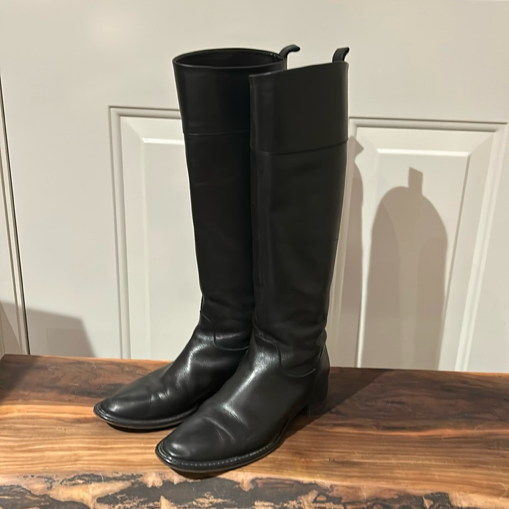 Salvatore Ferragamo black leather riding boot 7 1/2 B